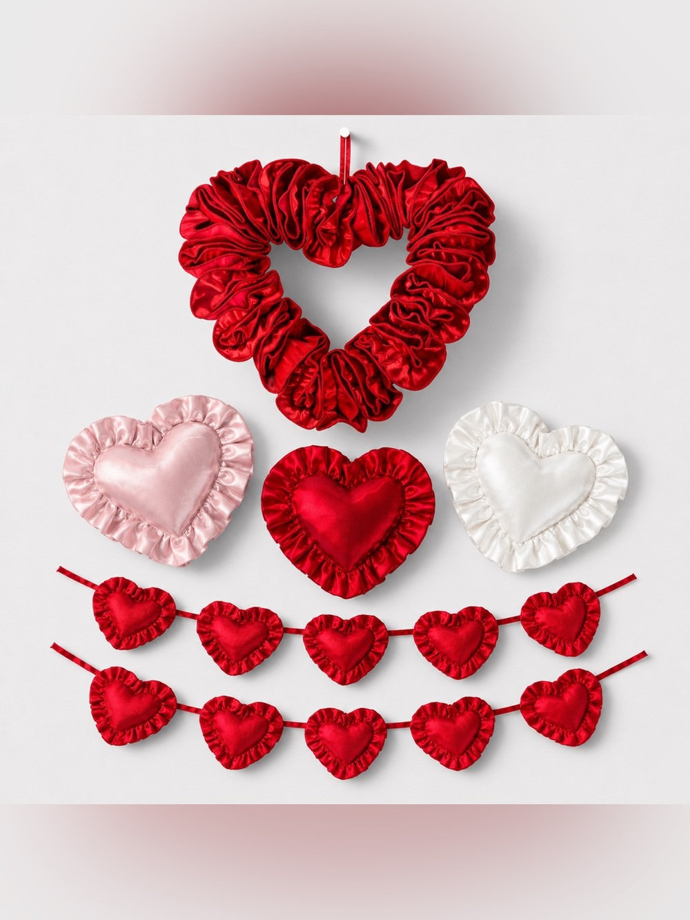 NEW Threshold Valentine Anniversary Wedding Heart Ruffle Wreath Garland & Filler